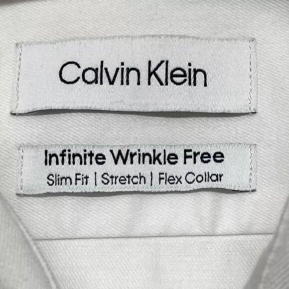 Calvin Klein Men's Infinite Wrinkle Free White Button Up Size Medium Slim Fit - Picture 12 of 13